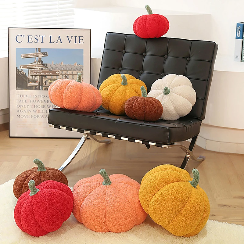 Lightweight Halloween Pumpkin Throw Pillow Stuffed Pumpkin Plush Toy PP Cotton Sofa Pillow Ornament For Halloween Home Decor