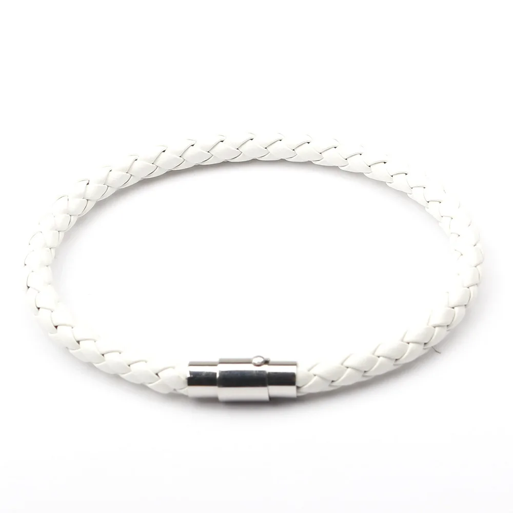 Simple Design Men's Leather Bracelet Multicolor Stainless Steel Button Bangle Women Men Wristbands Valentine's Day Jewelry Gift image 6