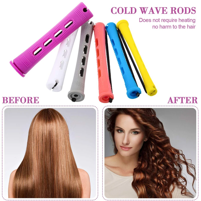 10PCS Hair Perm Rods Short Cold Wave Rods Plastic Perming Rods With Hair Cold Wave Rods Hair Curler For Women Long Short Hair