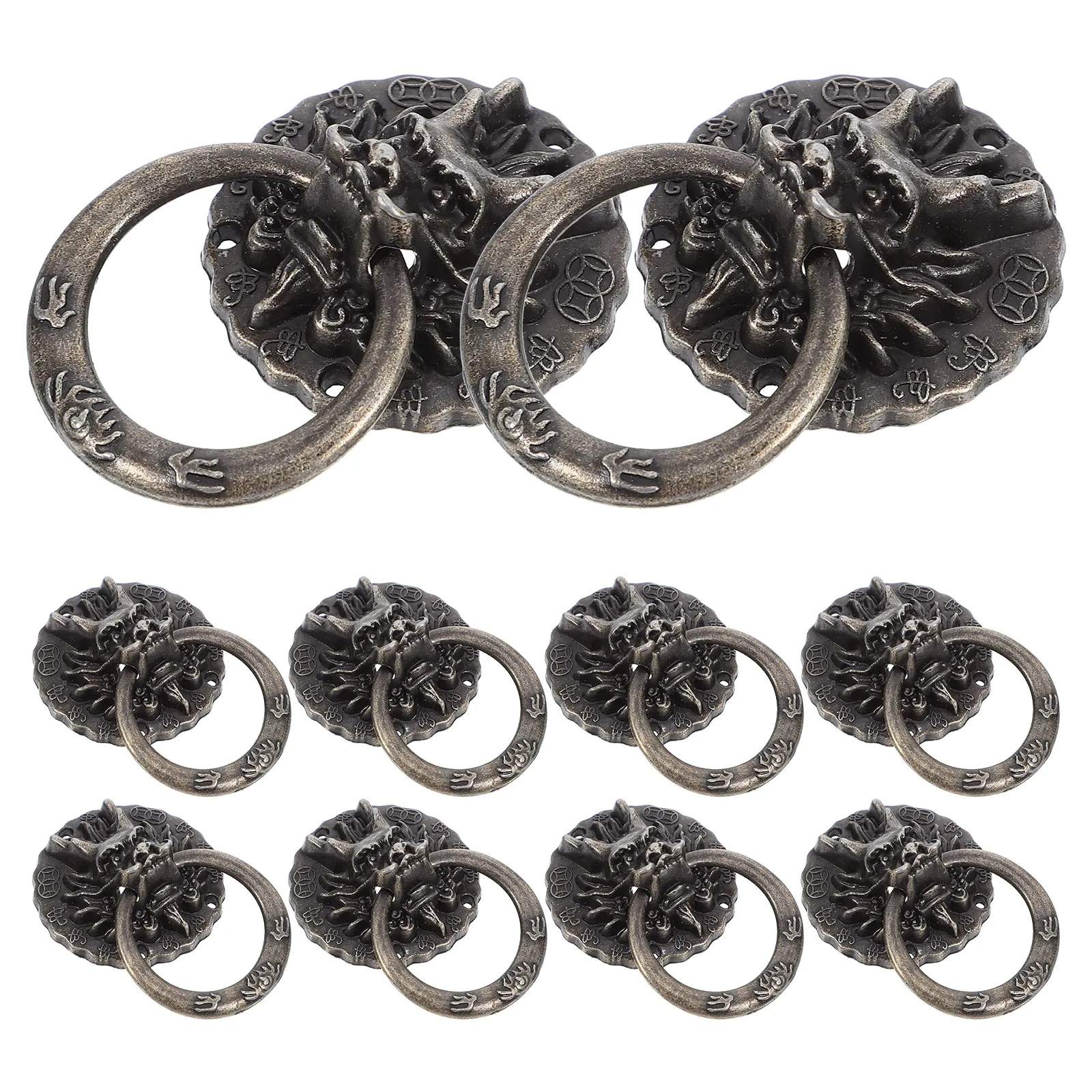 

10pcs Retro Dragon Head Cabinet Zinc Alloy Drawer Handle Decorative Door Pull For Furniture Zinc Alloy Pull For Closet Cupboard