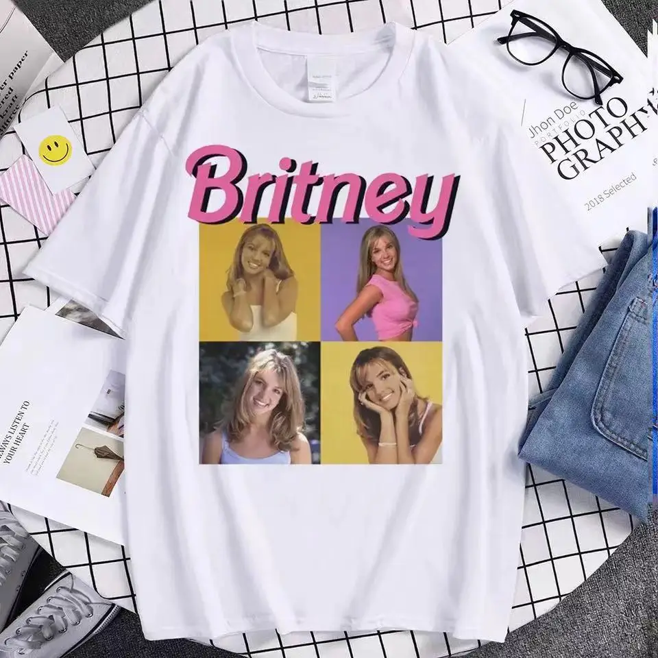 Coppia T Shirt vendita calda Britney Spears bella foto Cartoon Summer gothic Tops 01336