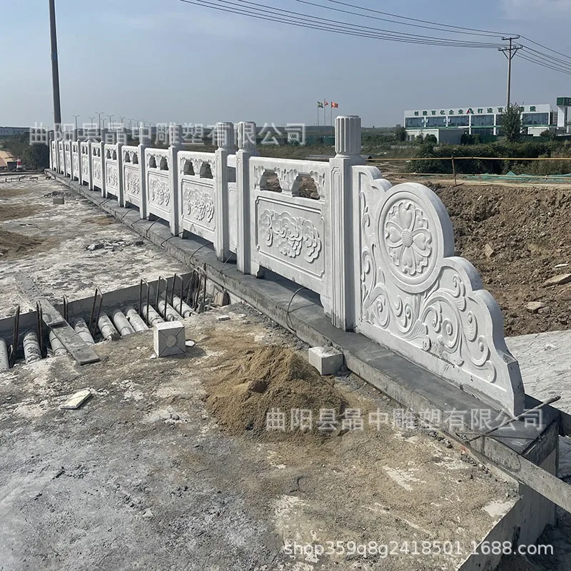 Customized stone carving, white marblerailing, guardrail, flag-raising platform, river fence, stone arch bridge, stone ma