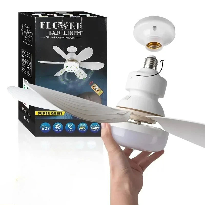 LED 30W Ceiling Fan Light E27 with Remote Control for Dimming Suitable for Living Room Study Household Use 85-265V 선풍기