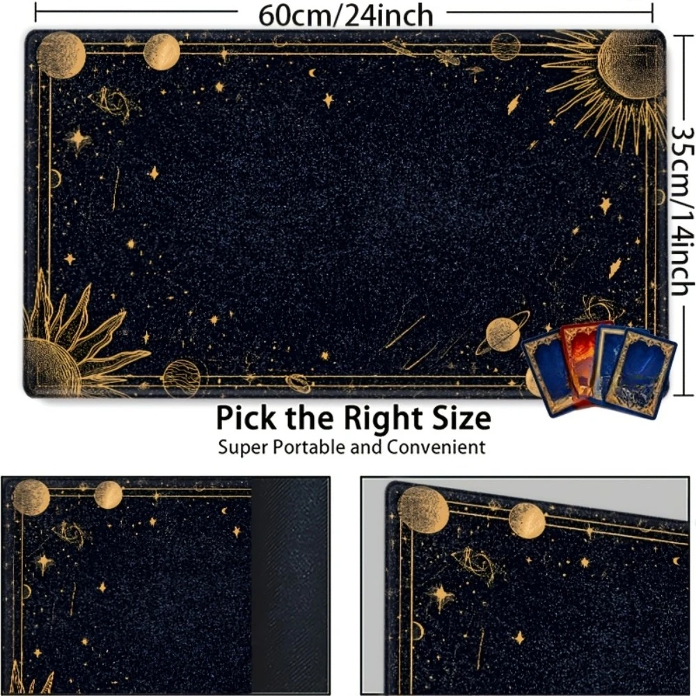 Golden Star Border Game Mat, suitable for RPG and TCG games. The anti-slip rubber base is specially designed for the cosmic