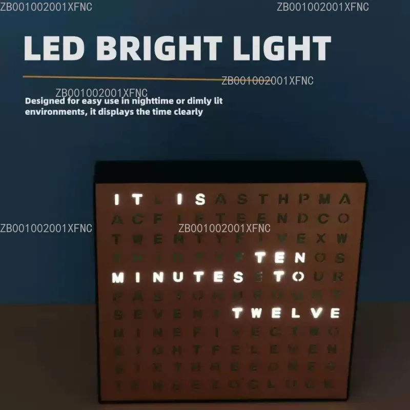 

Fashion LED Light Box Clock Modern Design Wall Mount or Free Standing Quartz Timer