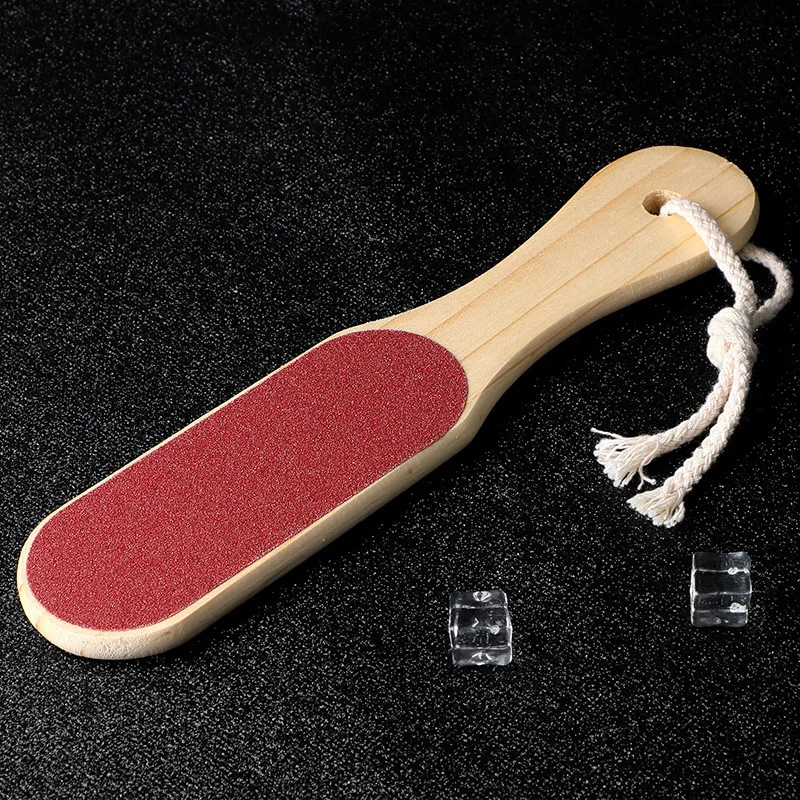 Poumice manche en bois Double face pied conseil fichier peau morte callosités pied broyeur pédicure outil pied peau frottant pied conseil