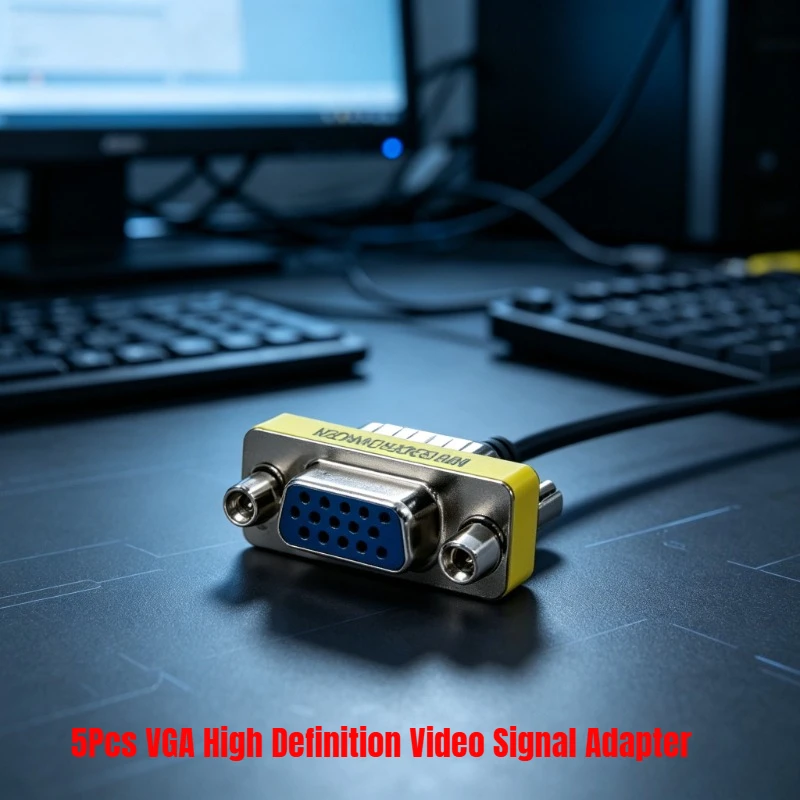5 Pcs VGA High Definition Video Signal Adapter Male Female VGA Cable Extender Connector DB15 15 Pin Plug For Video Transfer