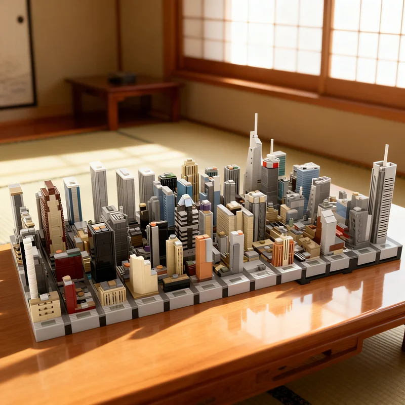 

6244 детали MOC: Архитектурная модель Театрального квартала Таймс-сквер Нью-Йорка, конструктор, игрушки, рождественские подарки, кирпичики для детей