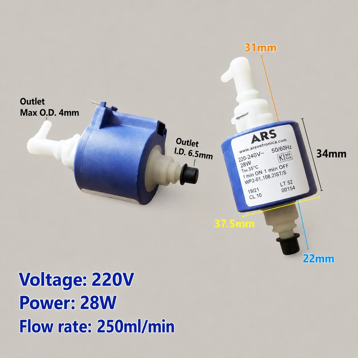 Original Imported Italian ARS AC 220V Electromagnetic Pump Washing Machine Water Pump Plunger Pump Iron Water Pump