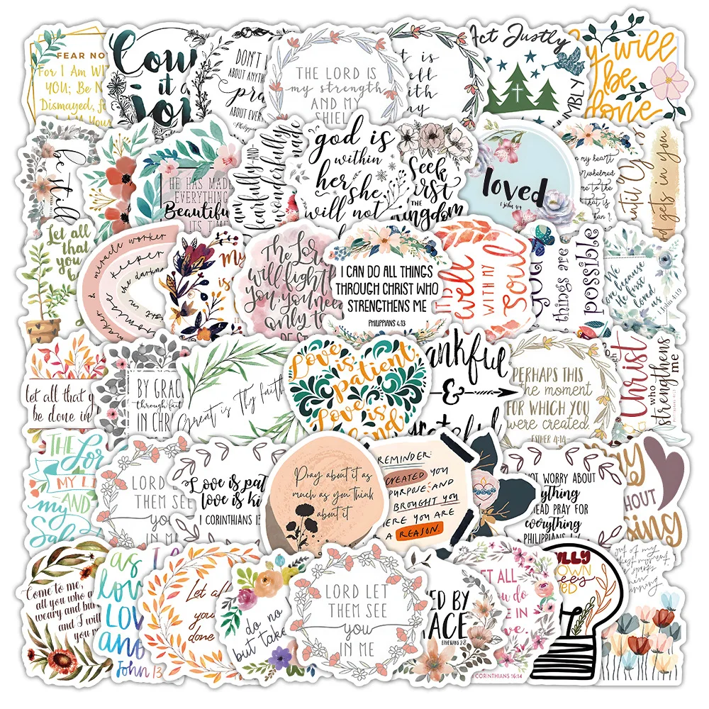 10/50PCS Bible Christian Stickers Cartoon Jesus Loves You Decal English Phrases Laptop Phone Guitar Cup Waterproof Sticker Toys