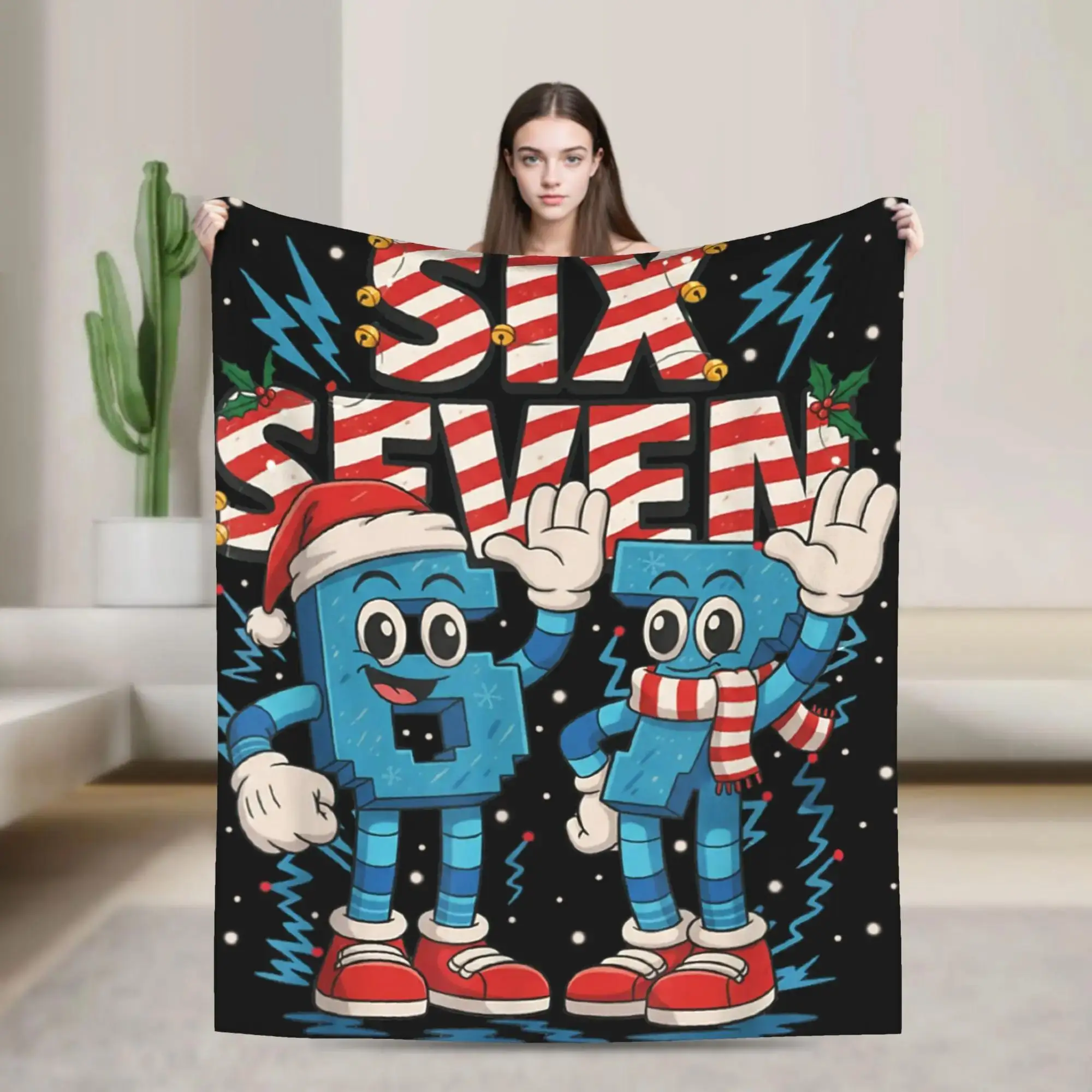 

Милый мем-плед «Шесть Семь» в итальянском стиле, рождественское теплое плюшевое покрывало для детей, фланелевый плед для дивана и кровати