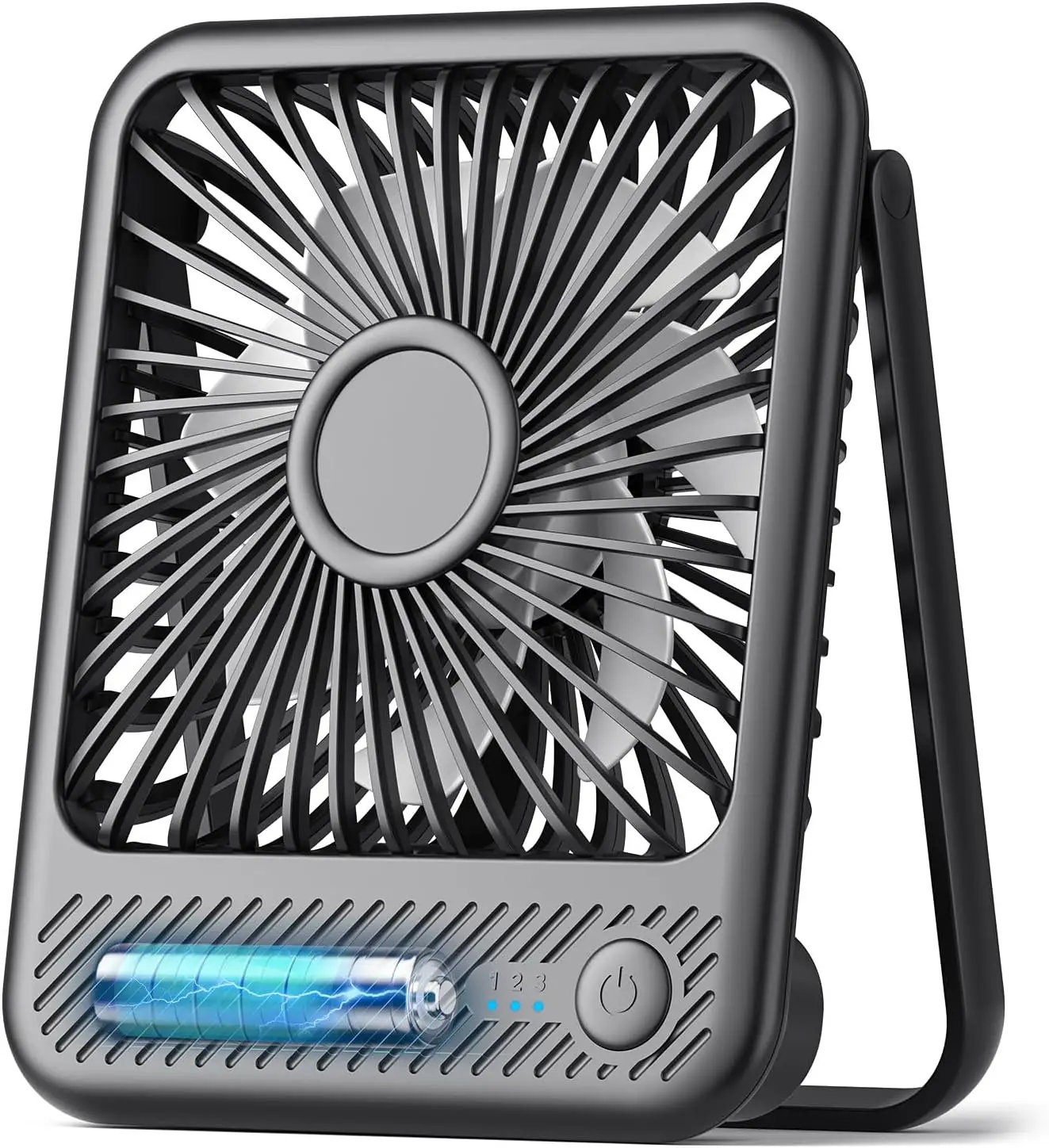 

5-Inch USB Desk Fan, Battery Operated with 11H Runtime, Strong Wind, 180° Tilt, Ultra Quiet for Office Travel Camping Bedroom