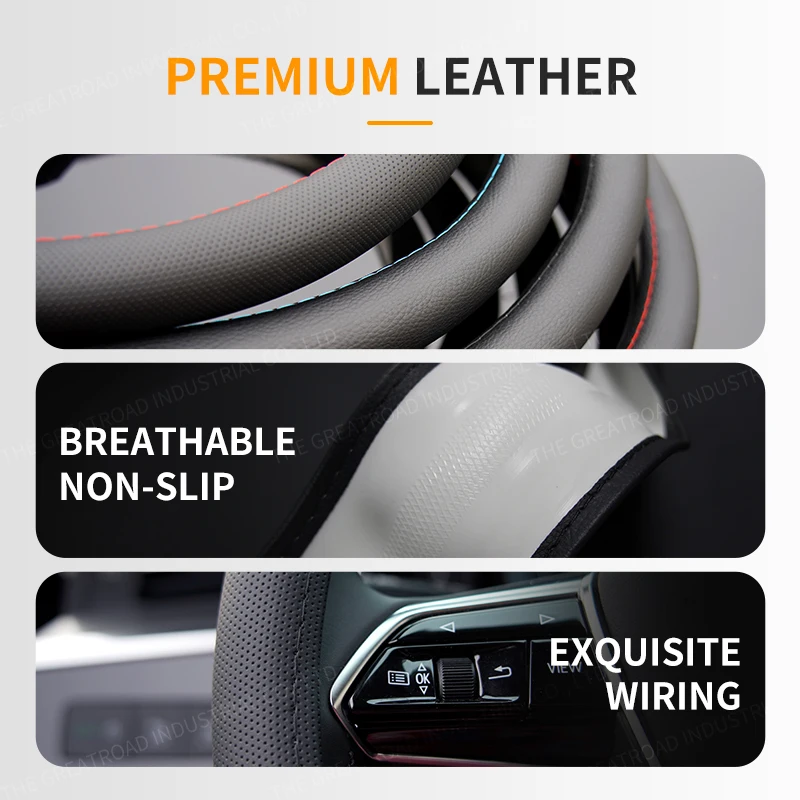 38cm Artificial PU leather Car Steering Wheel Cover Universal Volant Funda Non-slip Auto Parts Interior Accessories Fasion