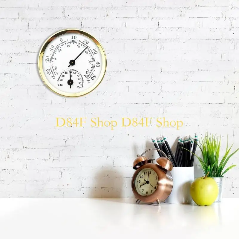 D84F Mini Dial Type Thermometer Hygrometer Gold/Mixed Color Thermo-Hygrometer Sauna