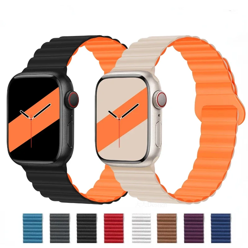 

Magnetic Loop Strap For Apple watch band 45mm 41mm 44mm 40mm 42mm 46mm Silicone Bracelet Wristband iWatch Ultra 10 9 8 7 6 5 4SE