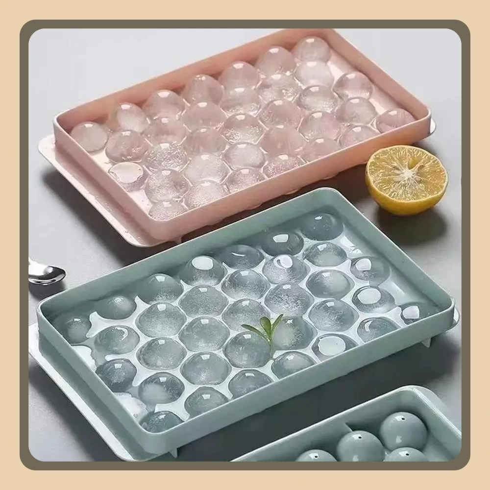3D Round Ice Cube Tray With Lid Ice Ball Creative Homemade Ice Compartment Ice Cube Model 33 Compartment Ice Ball Box Ice Cream