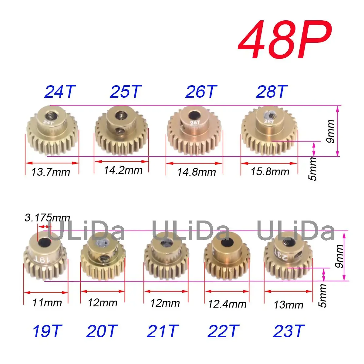 Universal Aluminum 48P Spur Gear 92T 85T 80T Pinion Motor Gears 19T 20T 21T 22T 23T 24T 25T 26T 31 33T For 1/10 Sakura RC Car