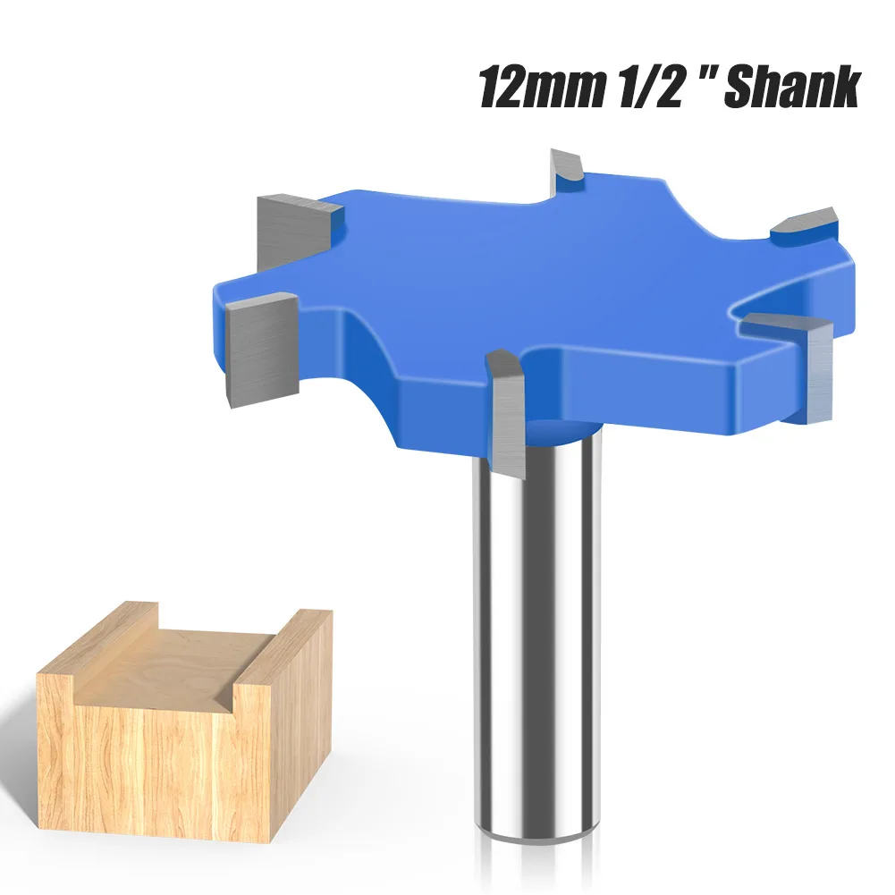 1PC 1/2 "นิ้ว 12.7MM 12MM Shank Milling CUTTER 6 EDGE T ประเภทเครื่องตัดไม้เครื่องมือ Router Bits สําหรับงานไม้