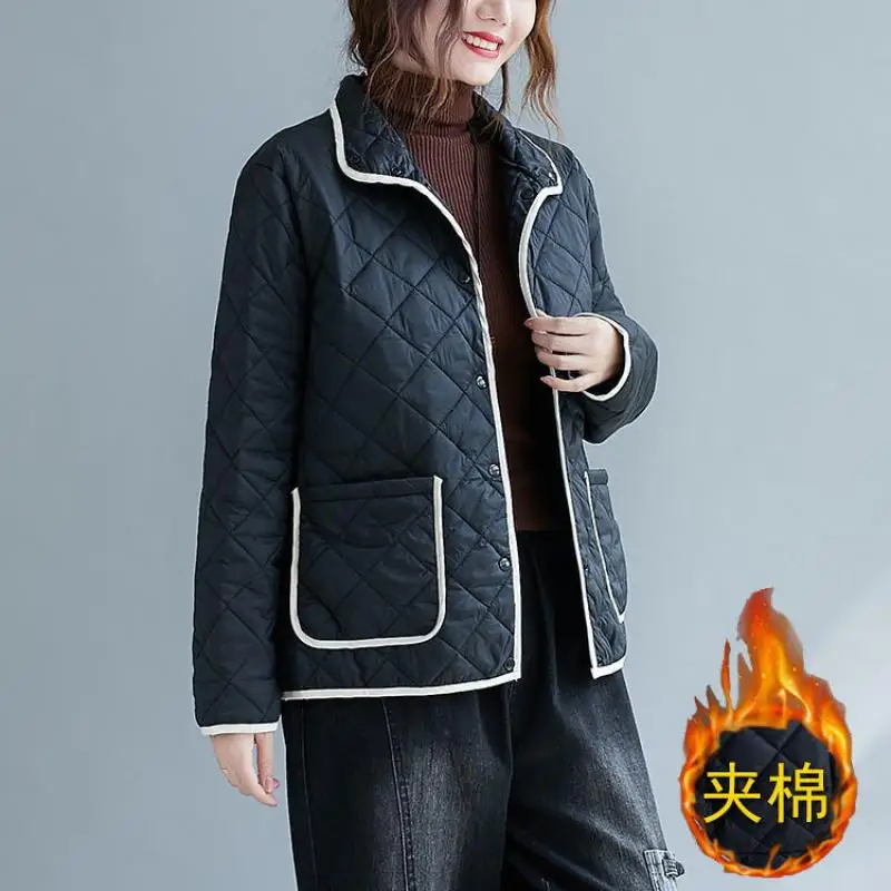 New Parkas Women Autumn Winter Coat Light Thin Cotton Clothes Stand-Up Colla Jacket Female Outerwear Casual Tops
