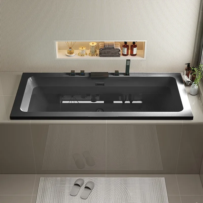 for Masonry No Skirt Recessed Bath Home Adult Color Acrylic Premium Black Couple Double 1.5-1