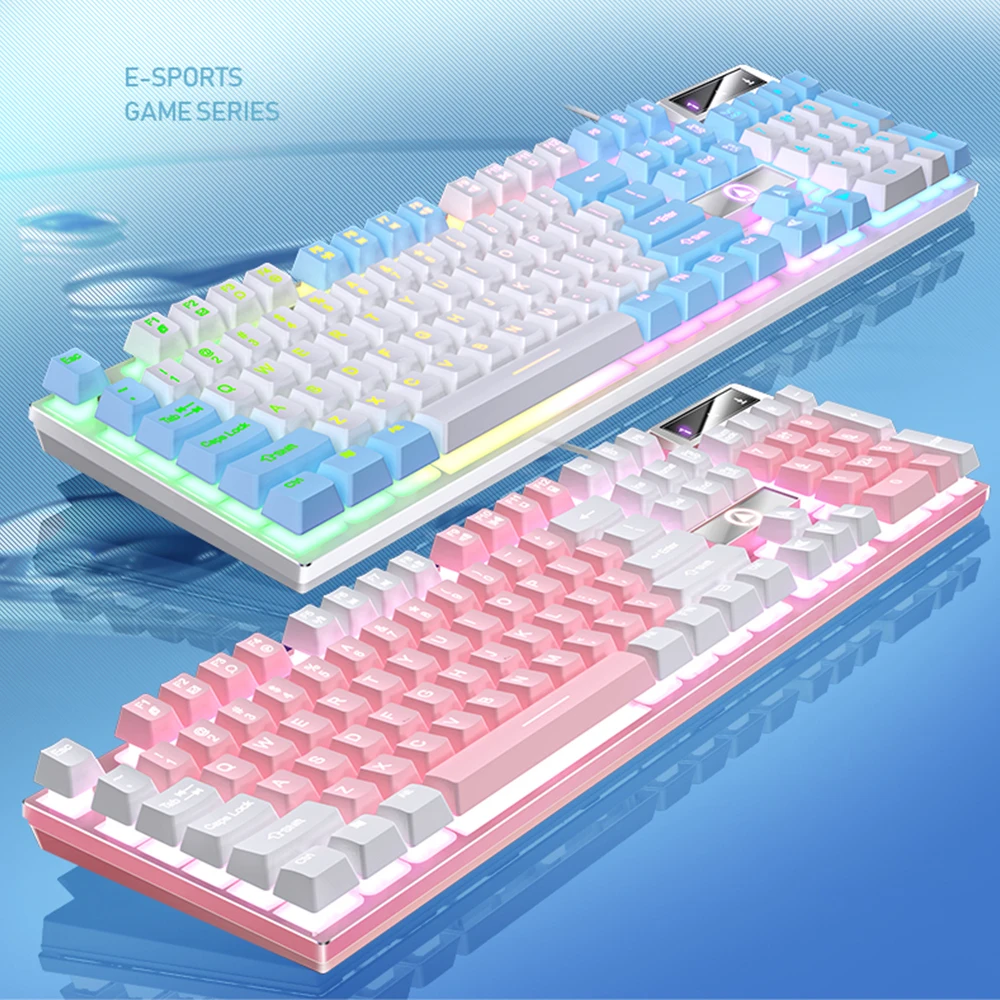 Tastiera da gioco a 104 tasti tastiera cablata corrispondenza dei colori retroilluminata sensazione meccanica Computer periferiche E-sport per Laptop Desktop
