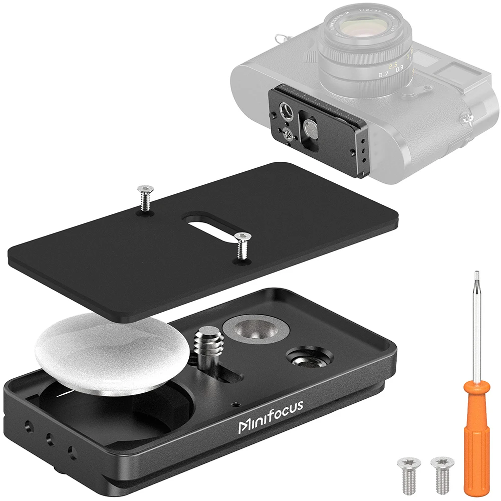 Minifocus AirTag Track Quick Release Plaat Camera QD Mount Adapter met 1/4 "-20 Schroef Voor Canon Sony Nikon Fujifilm Bodemplaat