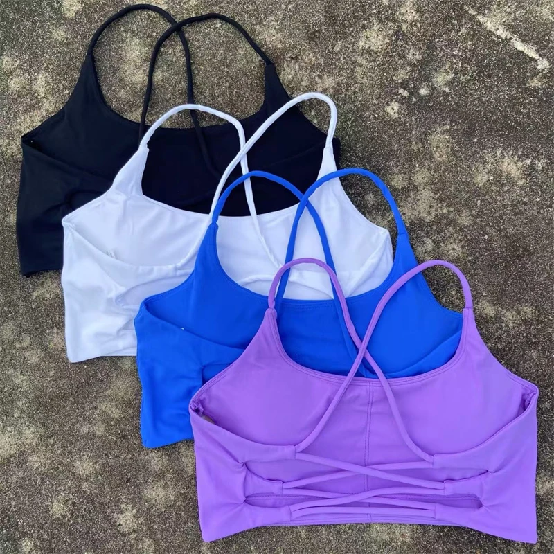 Sexy Cross Straps Sports Bra Gym Workout Top Yoga Vest Women High Impact Fitness Bralette Push Up Running Tight Padded Underwear