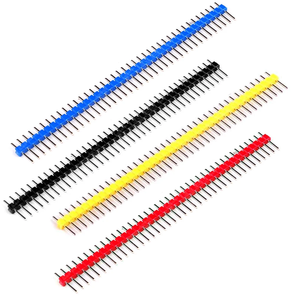 V 1X40Pin 40ฟุต2.54มม.เดี่ยวแถวเข็มความยาว11.2มม.เดี่ยวแถวตรงเข็ม Plug-In สีดำแดงน้ำเงินสีขาวสีเหลือง
