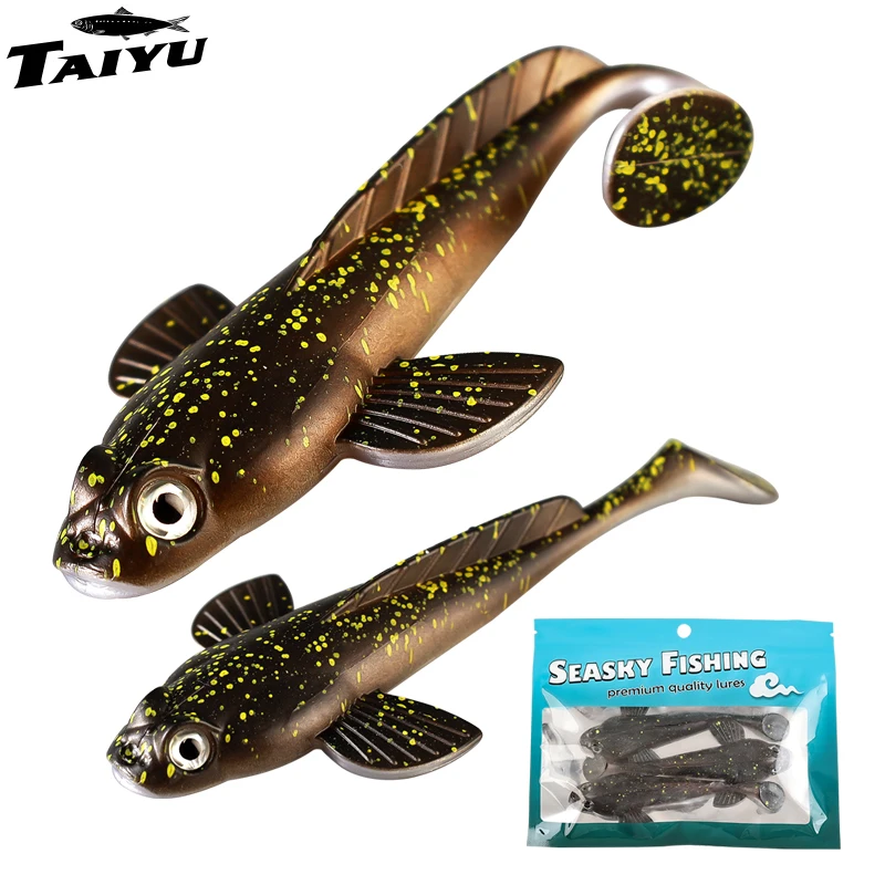 

TAIYU 3-Piece Set 17g 12.5cm Black Spot Fish T-Tail High Simulation Soft Bait Lure Bionic Fake Fish Bait for Angling