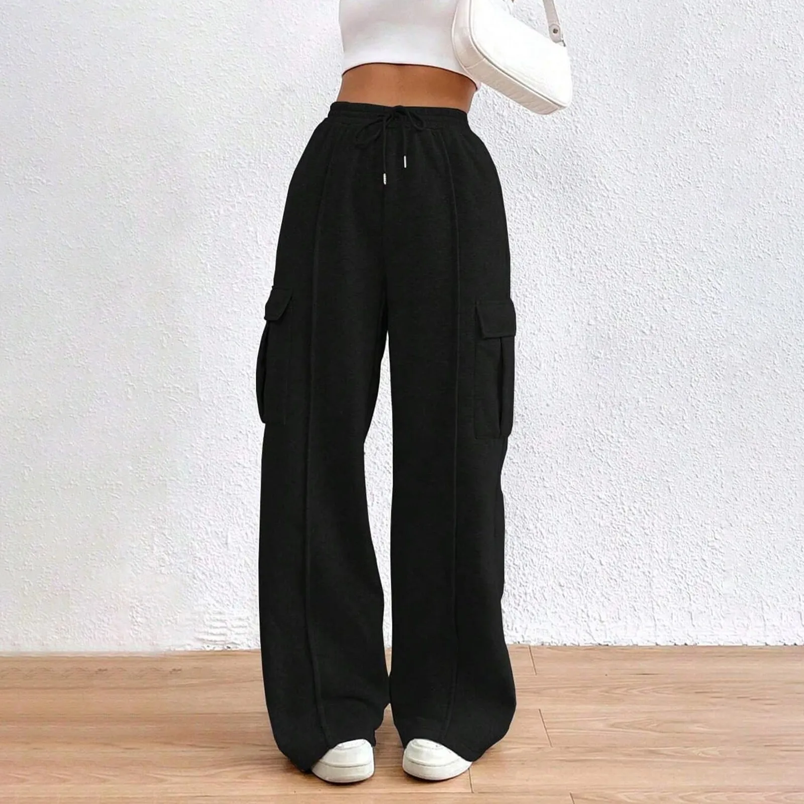 

Oversize Cargo Pants Wide Leg Pants Women Harajuku Korean Casual Sweatpants High Waist Loose Pockets Street Style Pants New