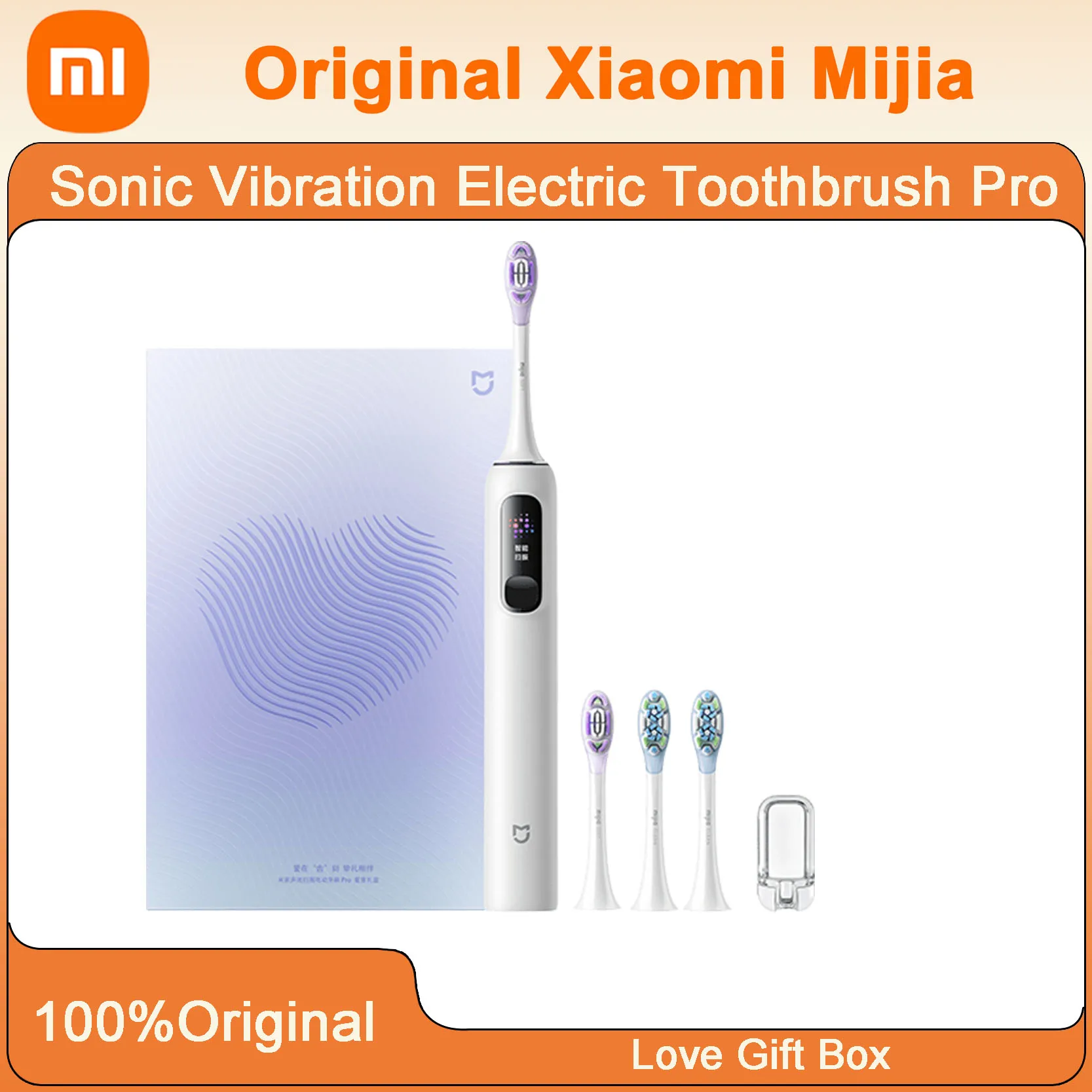 

Электрическая зубная щетка Xiaomi Mijia Sonic Vibration Pro Love, подарочная коробка, интеллектуальная многогранная виброска, цифровой дисплей