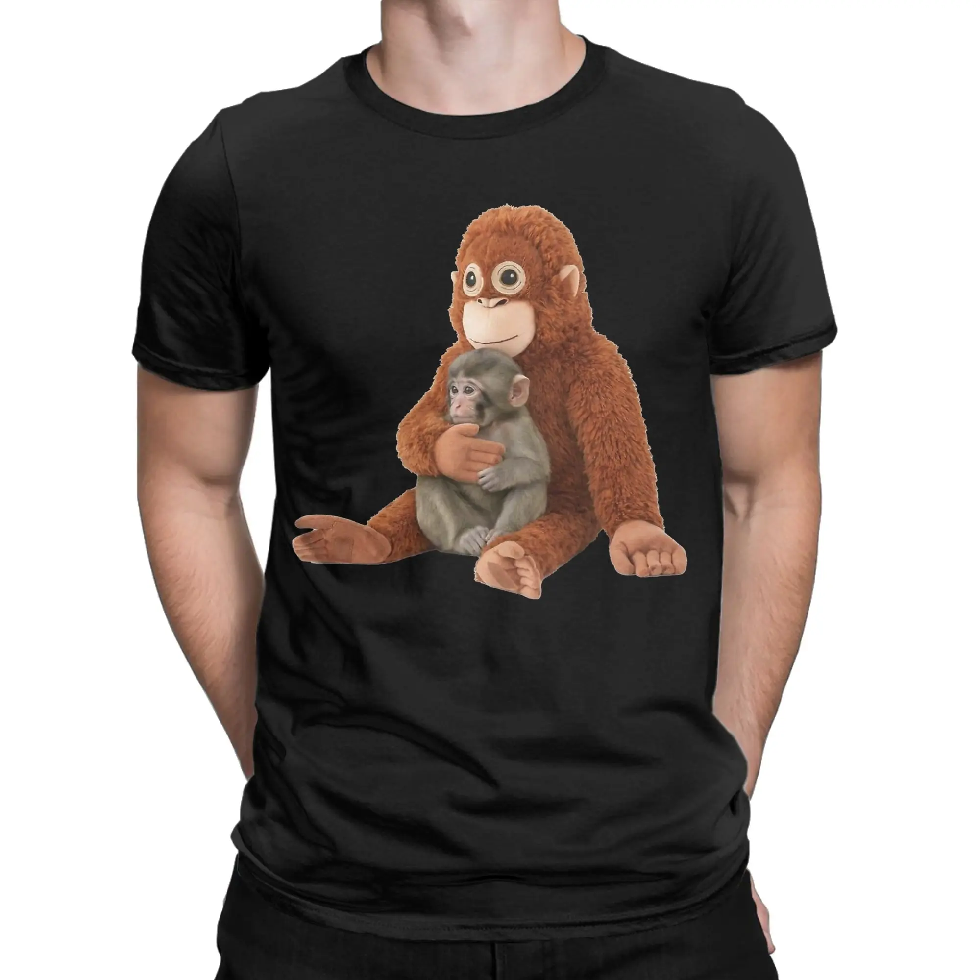 Men's T-Shirt Punch Monkey Vintage 100% Cotton Tees Short Sleeve  T Shirts Round Collar Clothing Plus Size