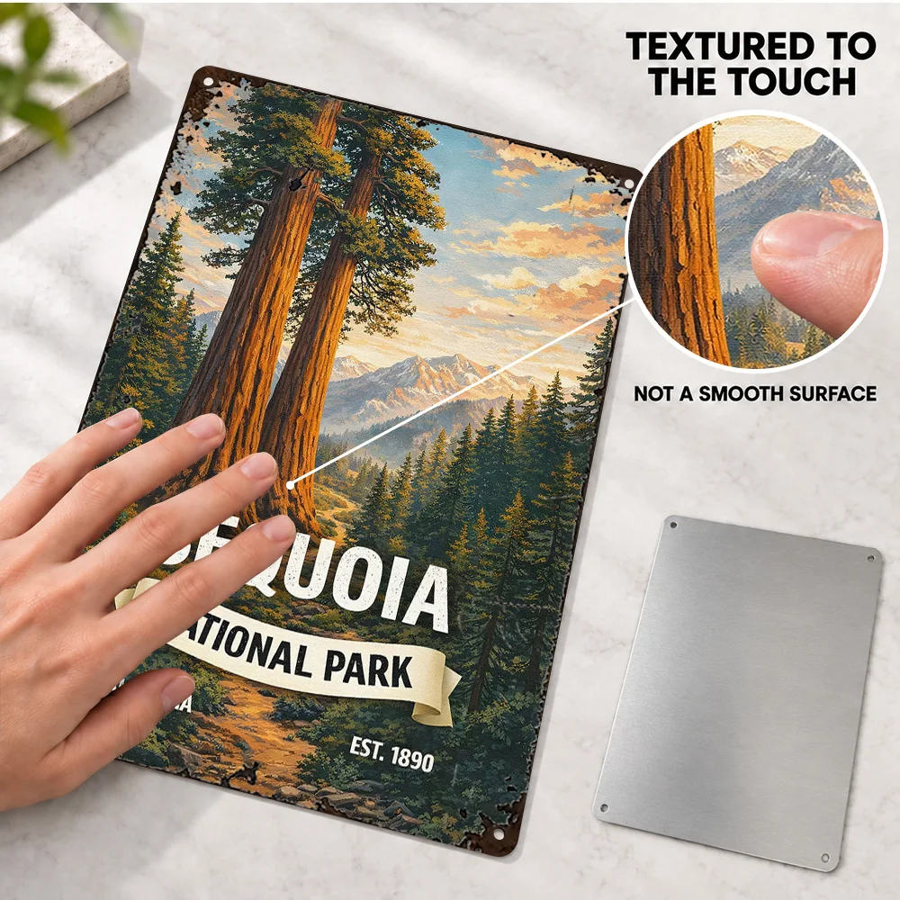 Sequoia National Park Vintage Landscape Printed Poster Personalized Aluminum Metal Sign Graphic Scenic Wall Art For Study Room