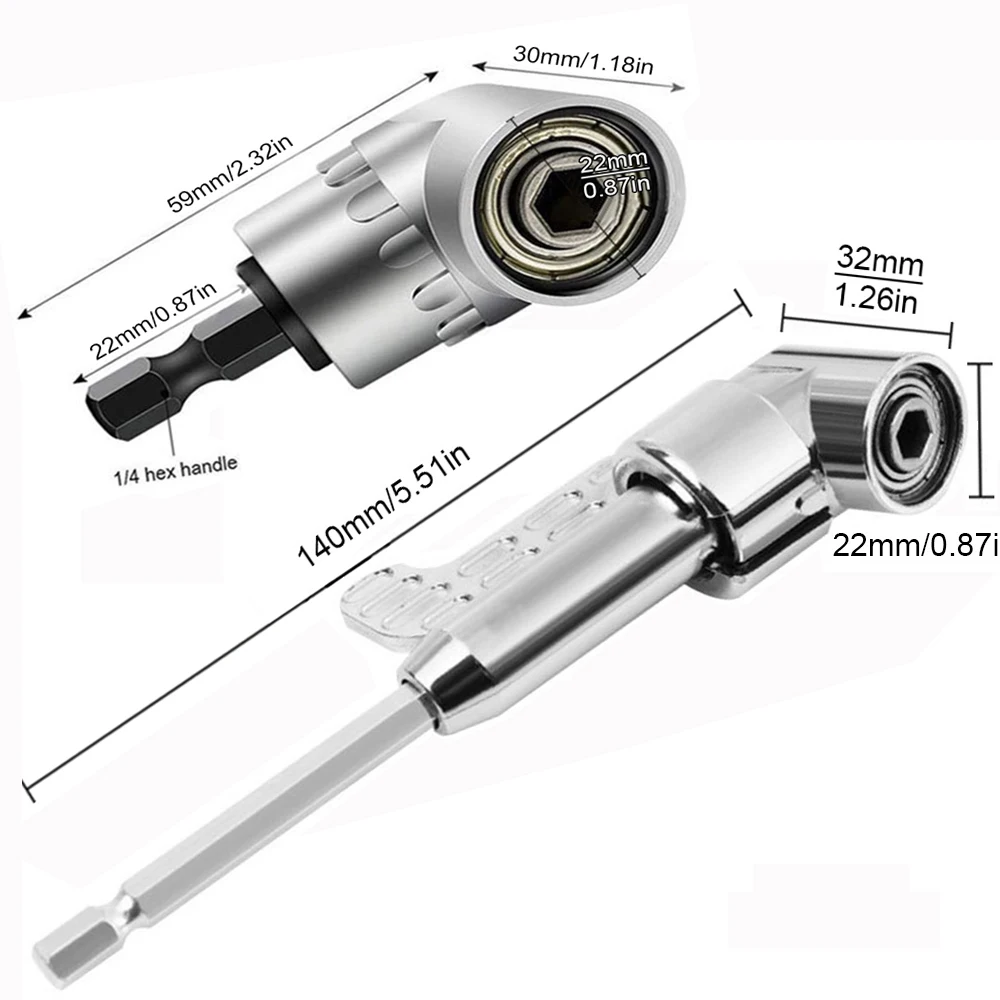 2pc 1/4 pollici Power Drill Tool 1/4 pollici Power Drill Tool Driver ad angolo retto cacciavite magnetico esagonale supporto per Bit angolato utensile elettrico