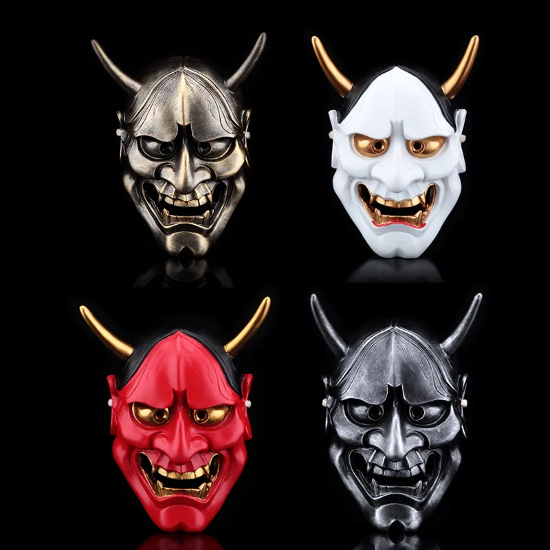 New Evil Demon Kabuki Samurai Hannya Mask Halloween Collective Decorative Latex/Resin Japan Prajna Ghost Scary Masquerade Helmet