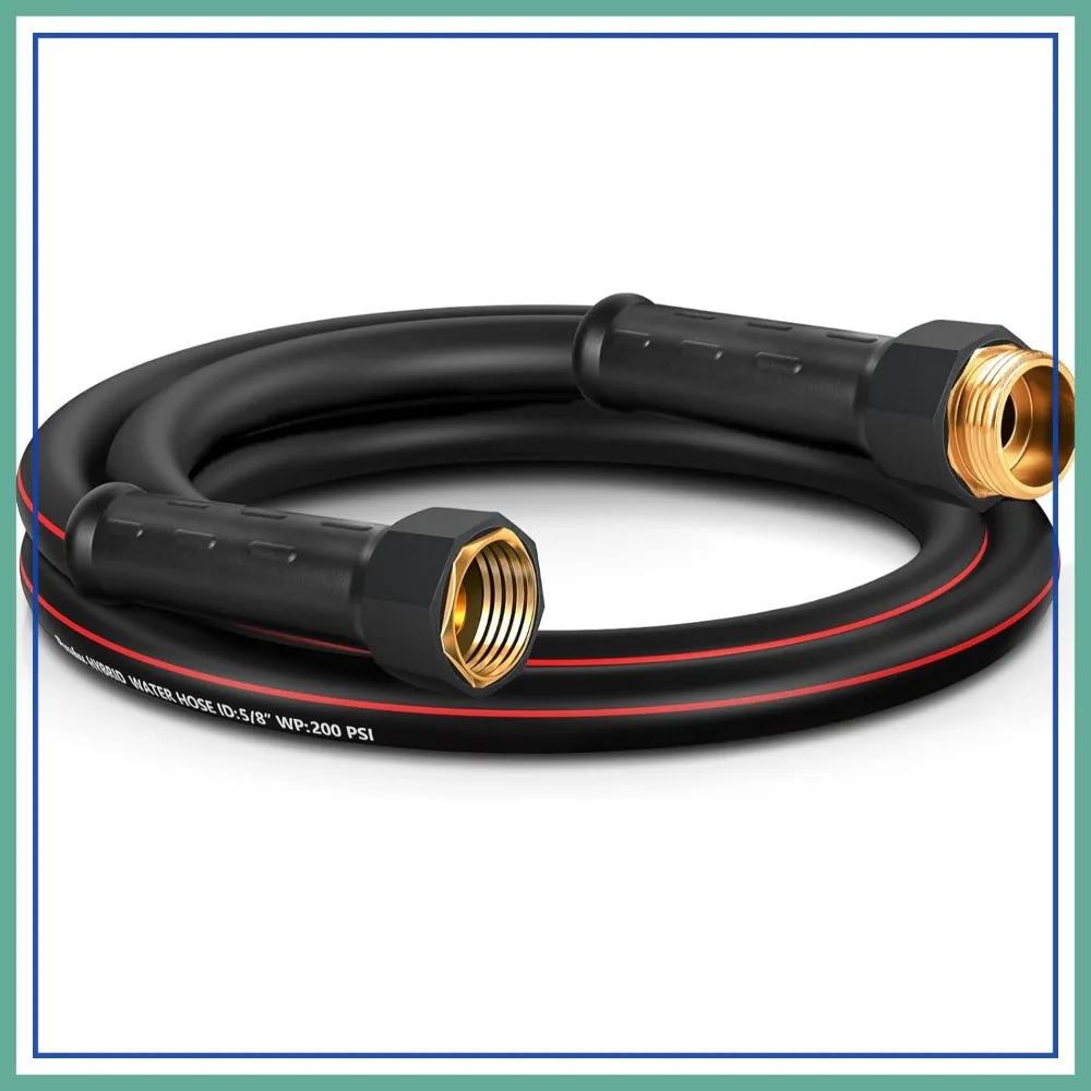 

6ft x 5/8" Short Garden Hose, Non-Expandable Heavy Duty, No Kink Leakproof Lightweight Hybrid with Fittings for Backyard
