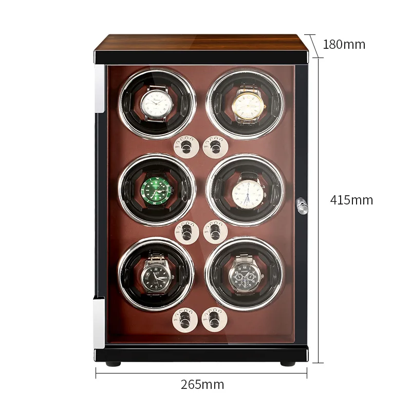 For Watch Watch Winders for Automatic Watches Noble Baking Paint Watchwinder Case Watches Organizer   6 Slots Customizable Logo