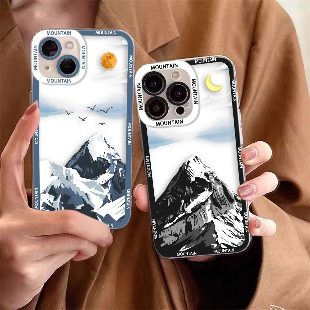 Snow-capped Mountain Scenery Cover Clear Phone Case For Xiaomi Redmi Note 13 12 12S 11 11T 11S 10 9 10S 9S 9T Pro Max Plus Case