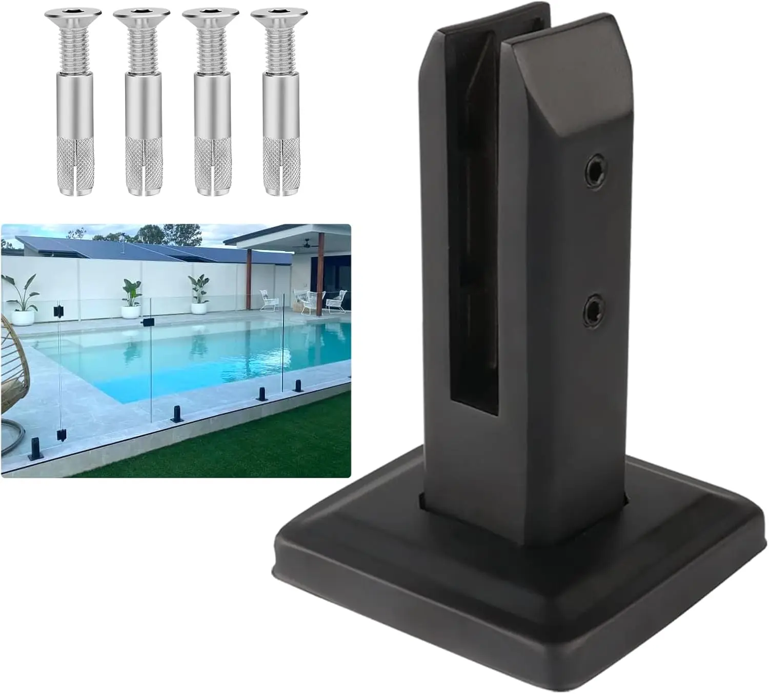 1pcs set of 304 stainless steel glass railing frameless glass railing system black suitable for swimming pool balcony railing