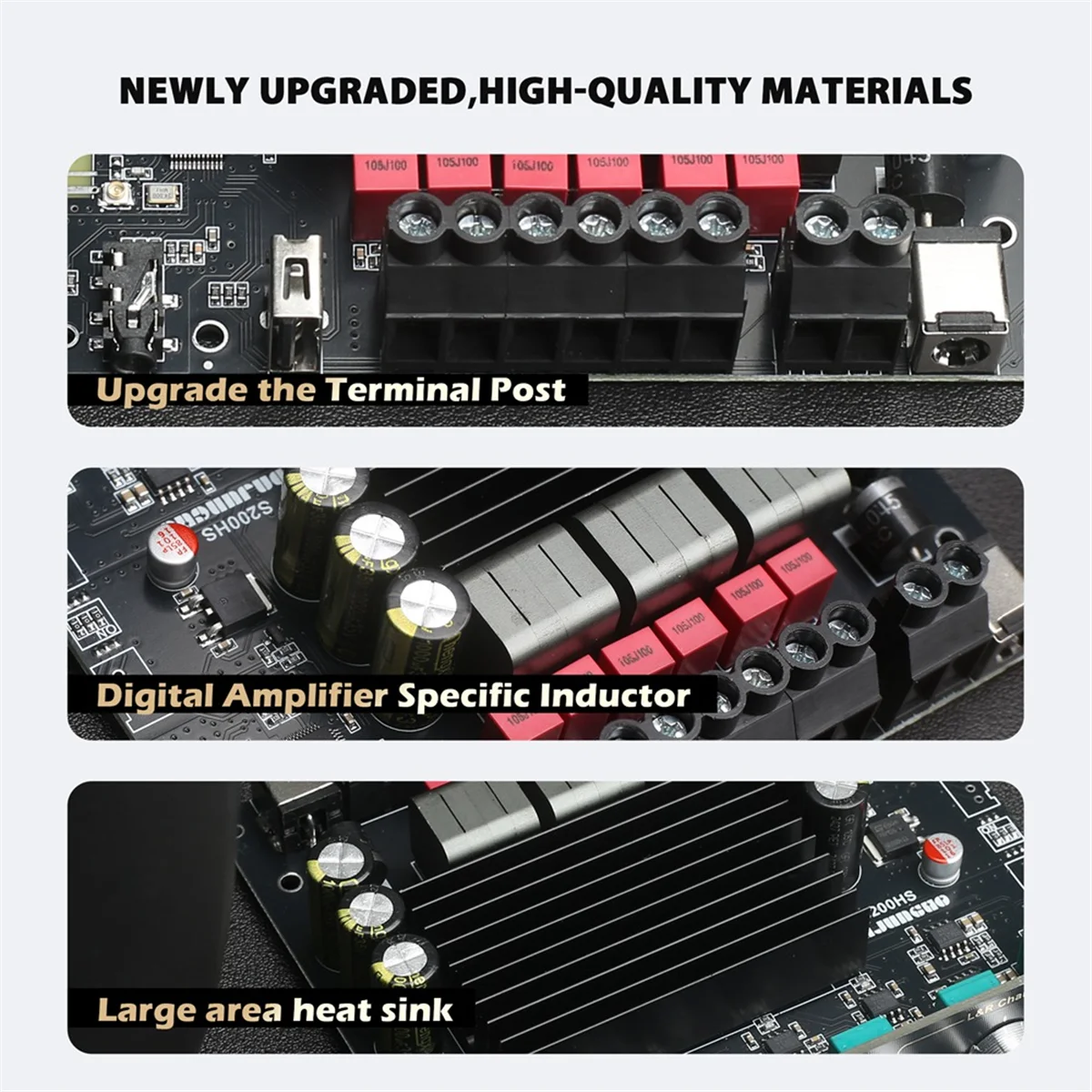 

Y60A NEW S200HS Bluetooth 5.2 Subwoofer Digital Amplifier Board 2.1 Channel 100W+100W+200W Wide Voltage 12-24V Stereo Hifi