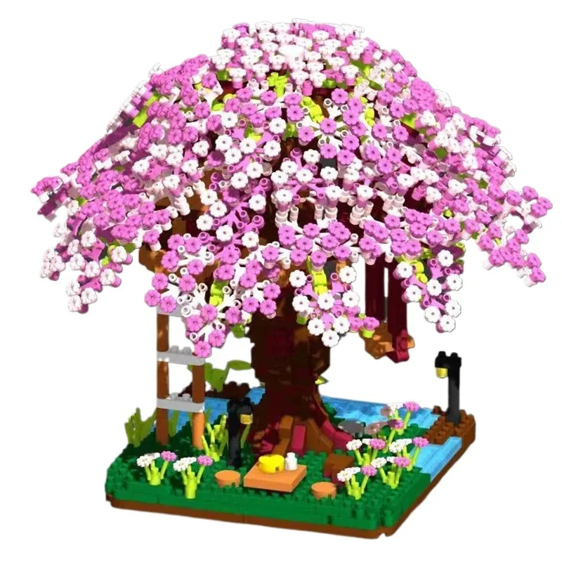 Mini Blöcke Schöne Architektur Blume Baum Haus Cherrry Sakura Bausteine Spaß Spielzeug DIY Geschenk Mädchen Geschenk Neue Jahr