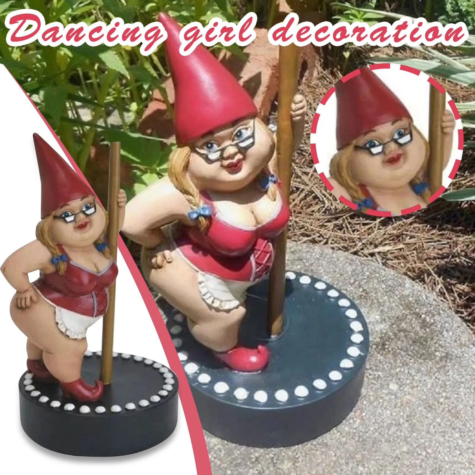 Outdoor Garden Pole Dancing Gnome Resin Gnomes Statue Decoration Sculpture Figurines Decorativas Home Decor Adornos Para Casa