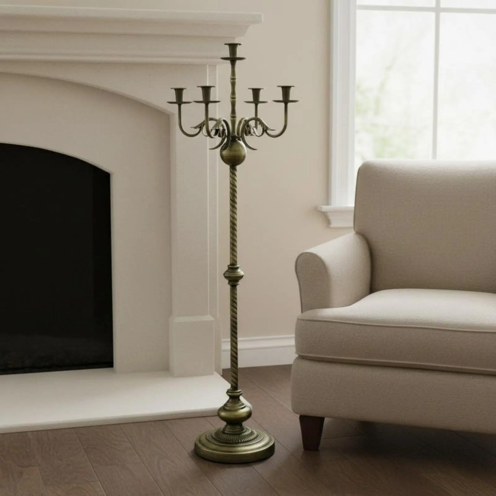 Retro Decorative Candle Stand Five Candle Holder Iron Candelabra Centerpiece for Hotel Lobby Wedding Event