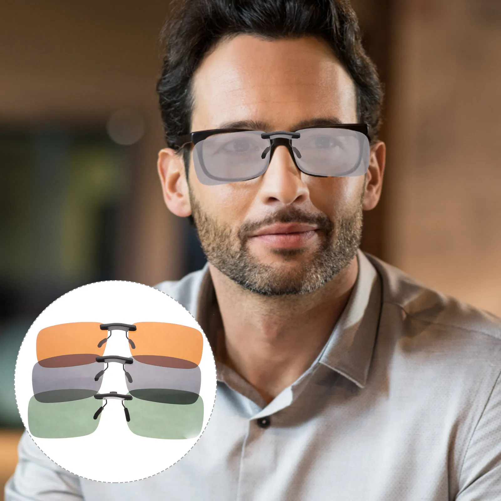 

3pc Clip-on Sunglasses Polarized Lenses for Men Women Driving Prescription Glasses Lightweight Anti-glare Myopia Vision