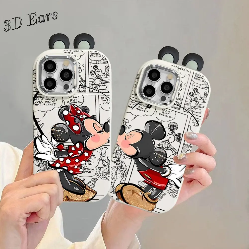 آذان ثلاثية الأبعاد ميكي ميني ماوس غلاف ل ممن لهم Realme C67 C63 C61 C55 ملاحظة 50 60 C53 C35 C12 C25 C25S C55 C20 C11 2021 حافظة جميلة