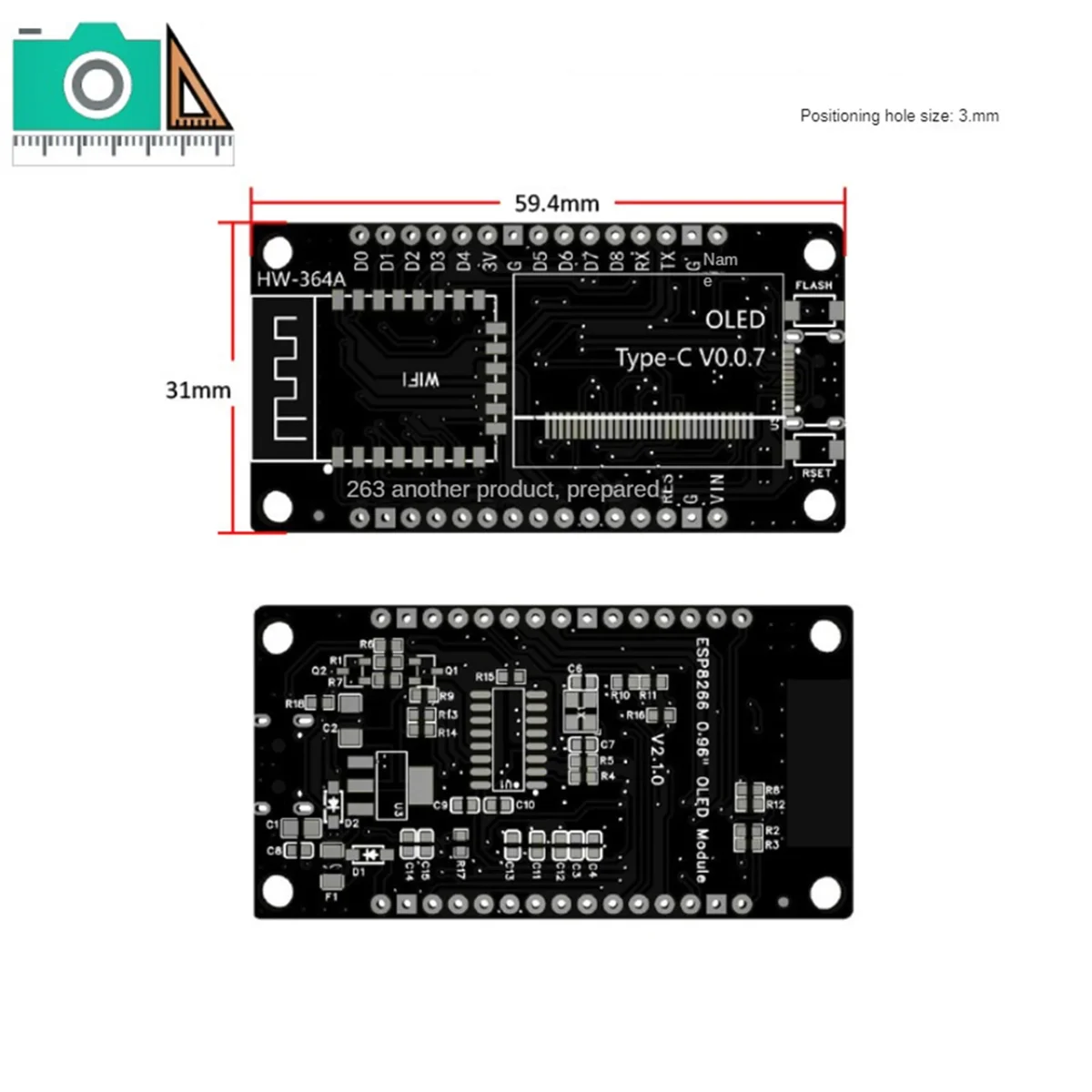 ESP8266 Development Board with 0.96 Inch OLED Display,CH-340,ESP-12E WiFi Module for Arduino IDE/Micropython Programming