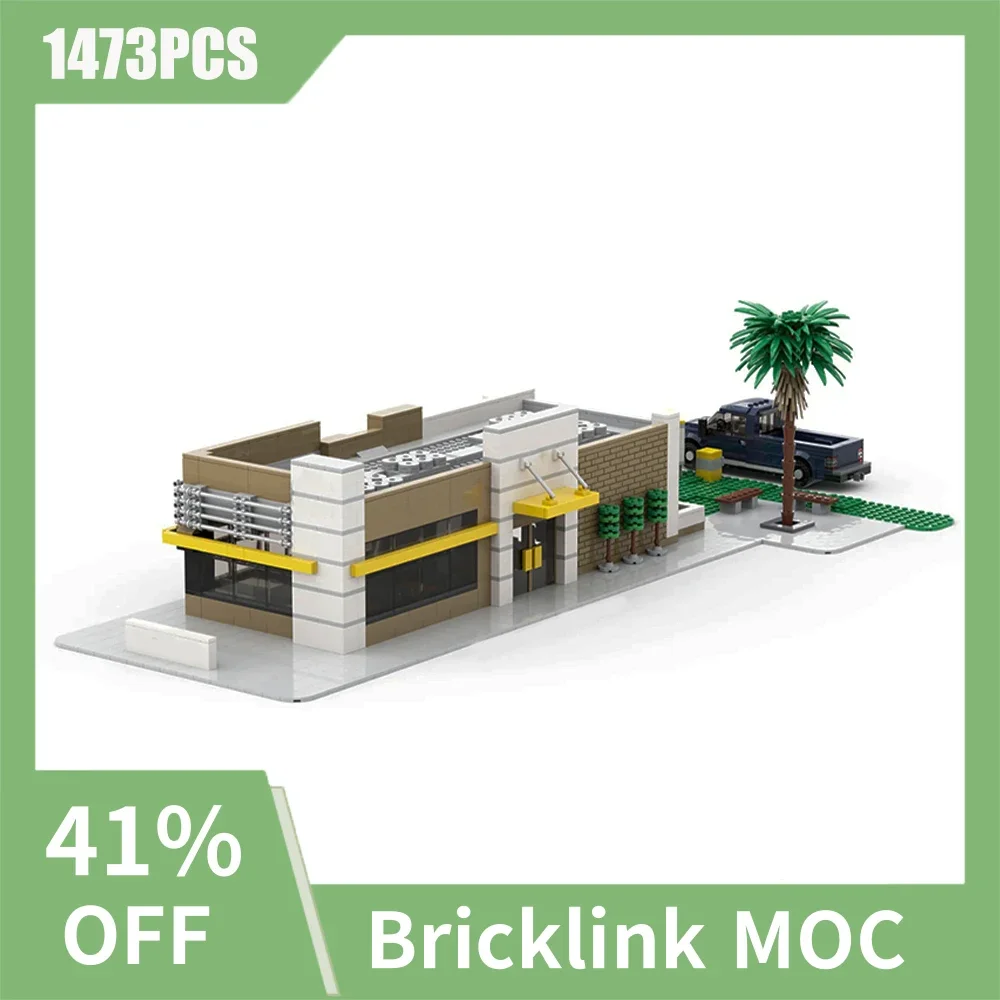 

NEW 1473PCS City Hot Selling Street View Moc Modular Fast Food shop model DIY creative ideas Children Toy birthday Gift Blocks