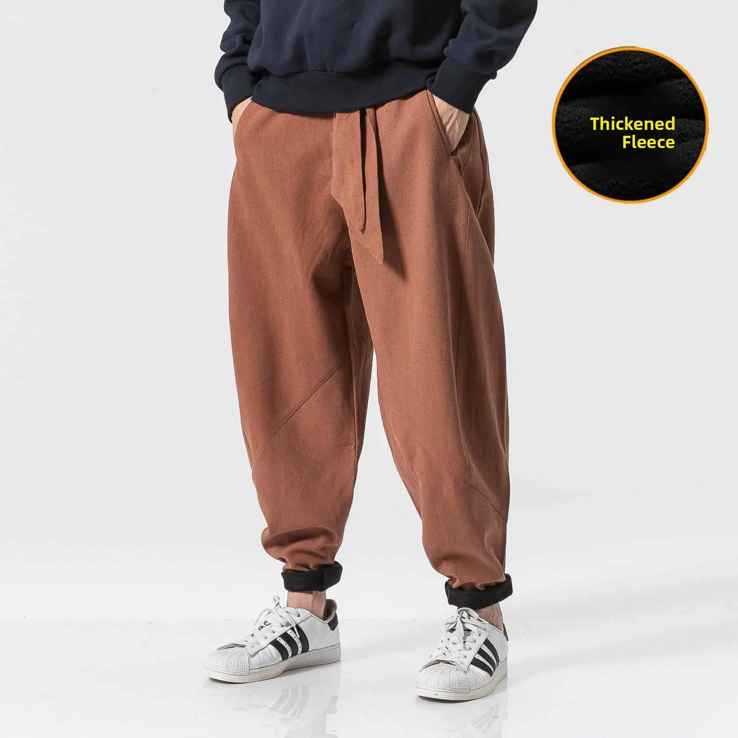 

Men's Wide Leg Linen Pants Loose Fit Casual Trousers mid Waist Button Closure Cotton Blend Youth Daily Wear Color