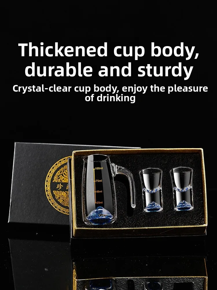 Luxury White Wine Cup Gift Box Set with Scale Blue Mountain One-Piece Cup Home Use Crystal Mountain Blue Crystal Glass Whiske...