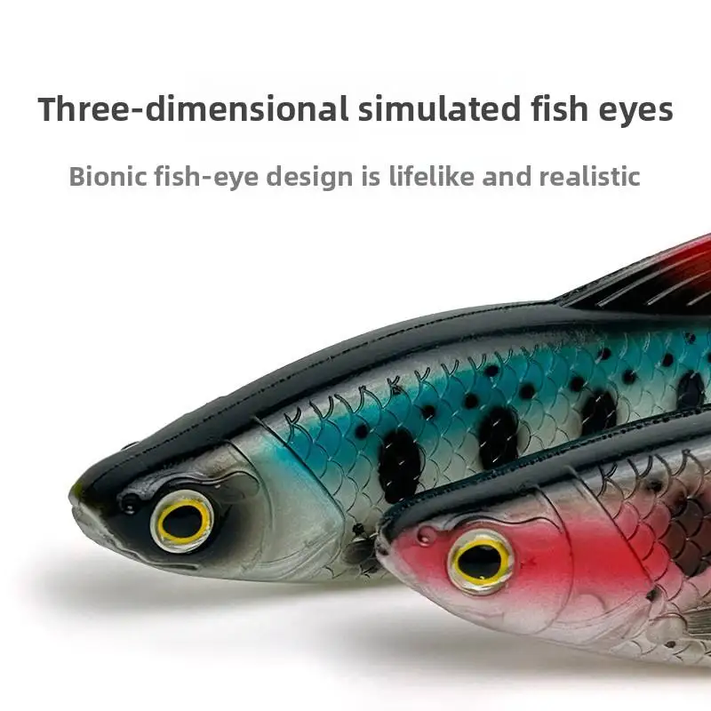 T‑Tail Soft Fishing Lure Swimbait Big Swing PVC Bait 3D Eyes 12.5cm 21g for Pike Bass Freshwater